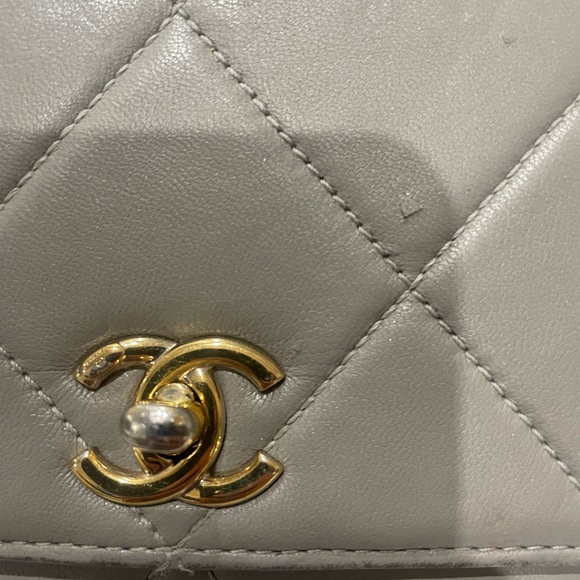 Chanel Grey/Gray Lambskin Quilted CC Wallet On Chain w/ Champagne Gold Hardware - Picture 6 of 8